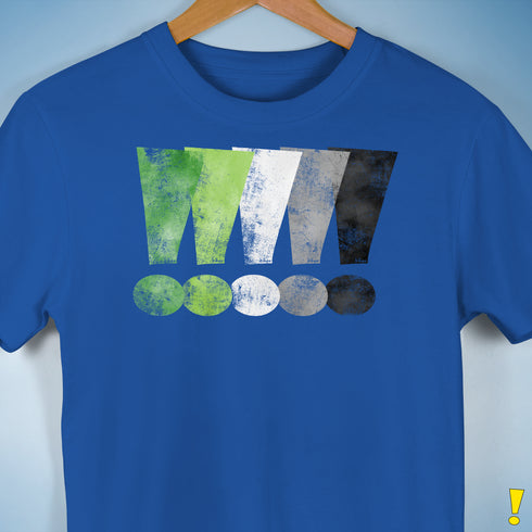 Distressed Aromantic Pride Exclamation Points Premium Unisex T-Shirt - Royal Blue